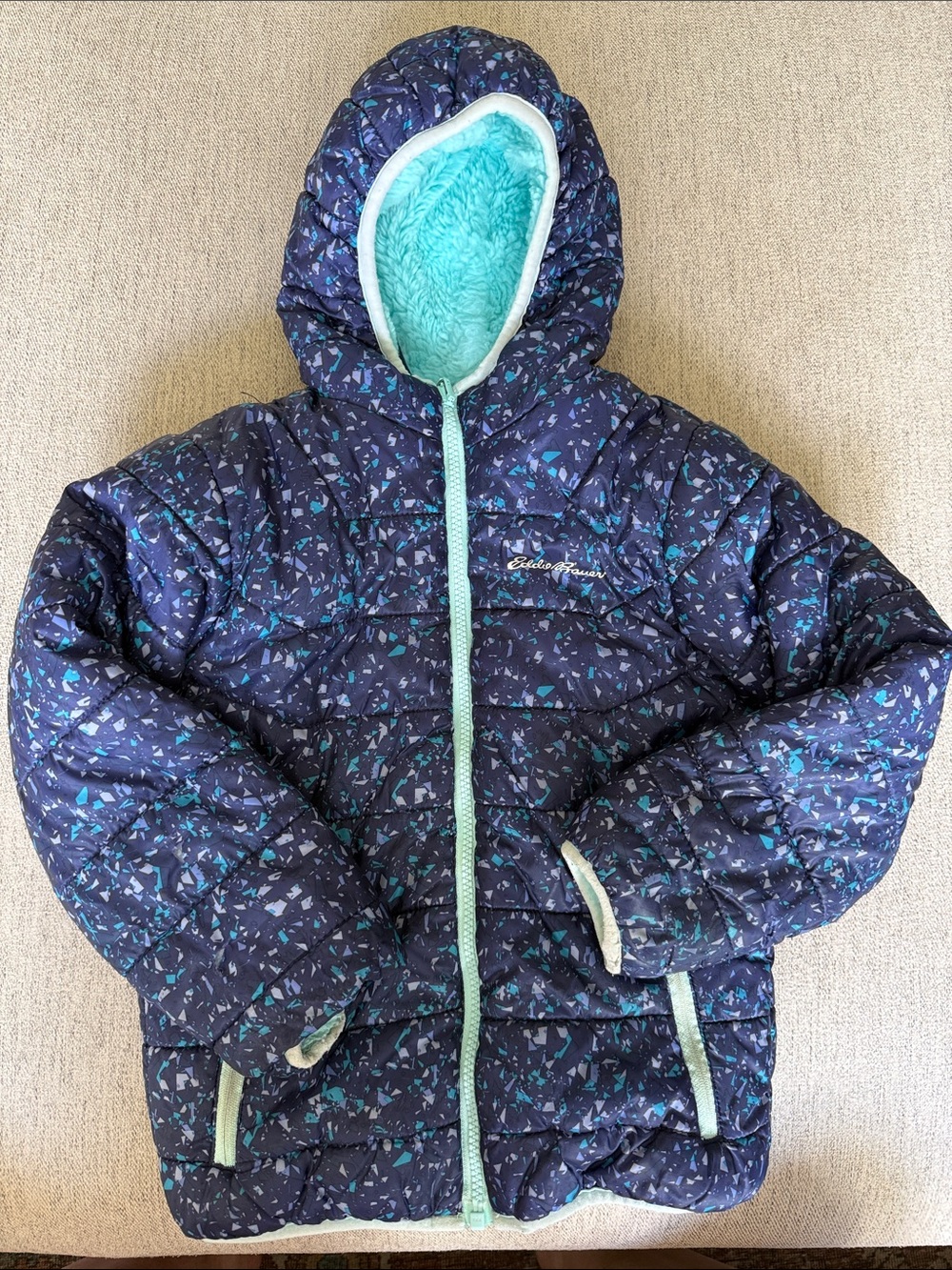 Eddie Bauer Reversible Navy/Teal Puffer Jacket